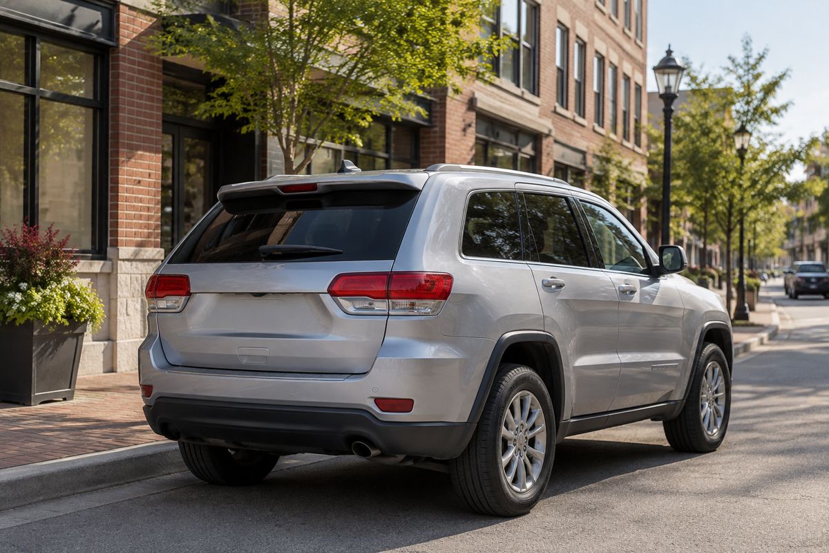 Jeep SUV with newly tinted windows parked near downtown Marlborough