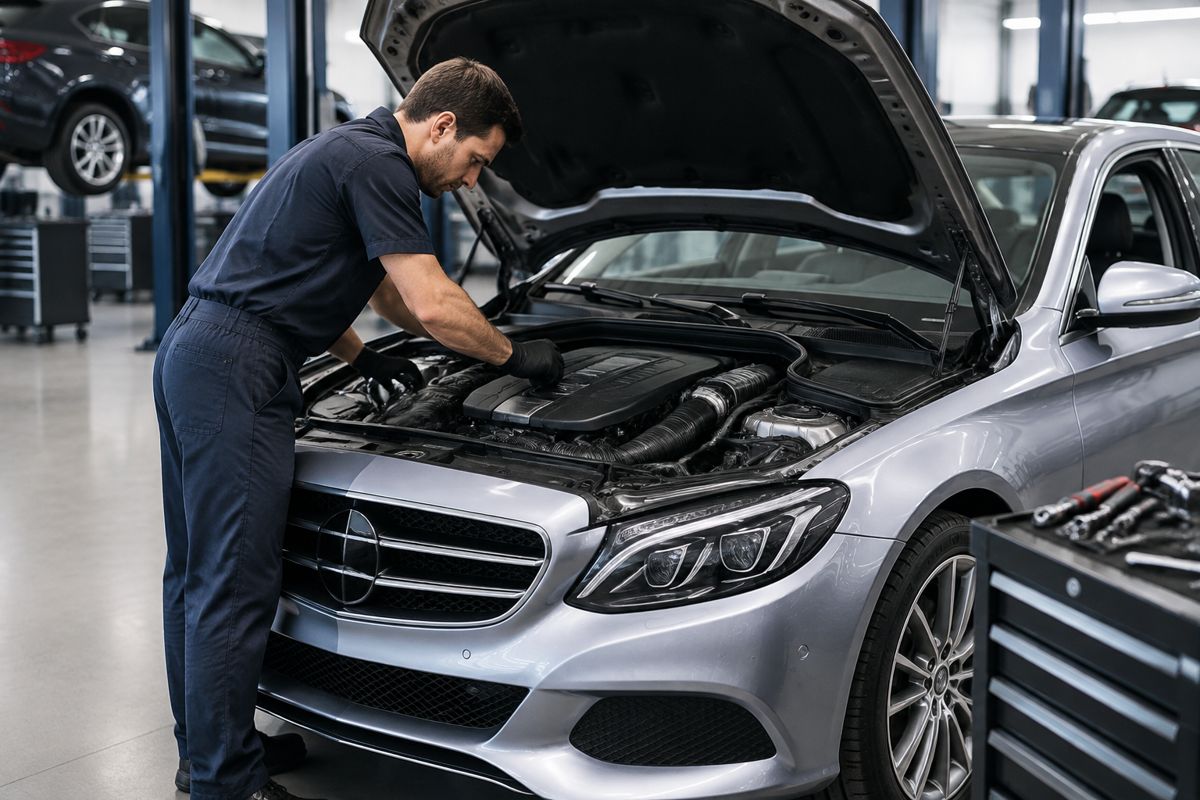 Mercedes-Benz engine inspection at the Marlborough shop