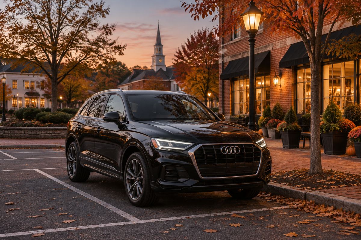 Audi SUV parked in a Massachusetts town center near Marlborough